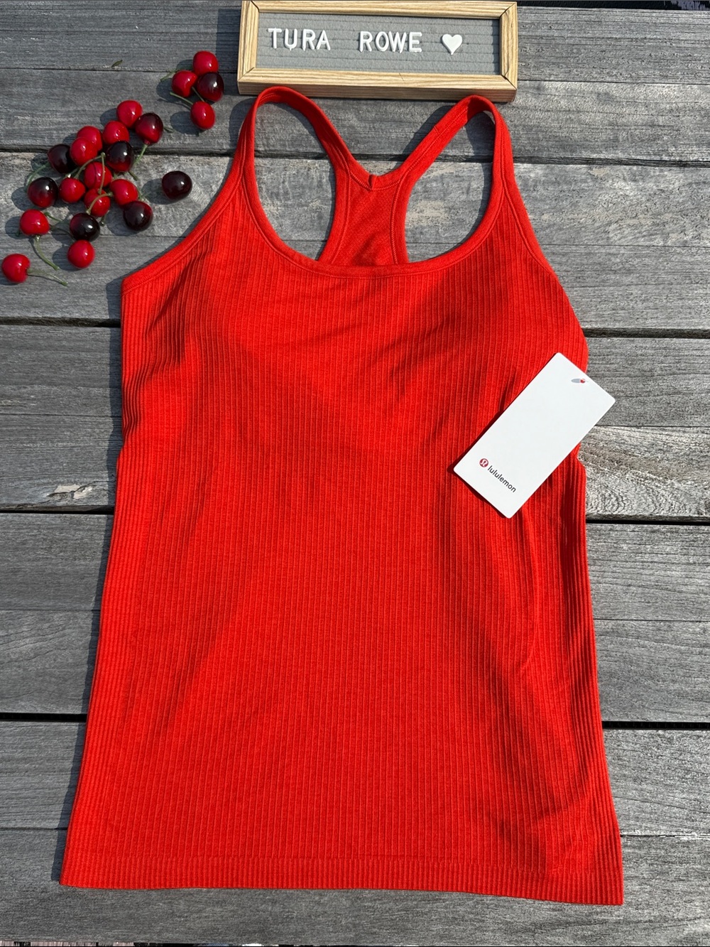 Lululemon Ebb to Street Tank Top Cherry Ember red Size 12 Built In Bra NWT 🍒